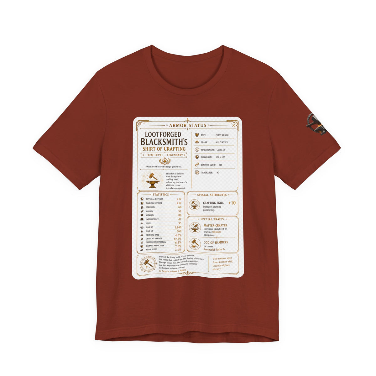 Blacksmith's Shirt of Crafting T-Shirt